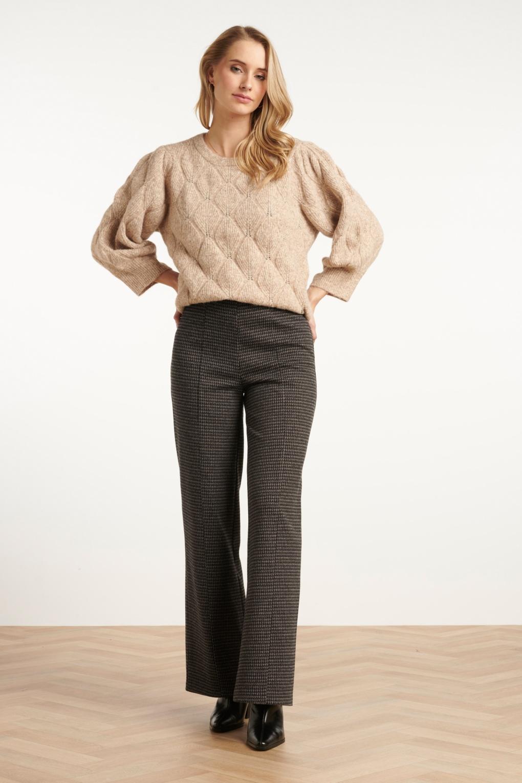 Norah Hahnentritt-Hose in Schwarz und Sand