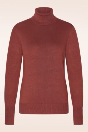 Oberteil mit hohem Kragen in Mahagonibraun