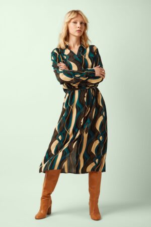 Olive Elysse Midi-Kleid in Schwarz