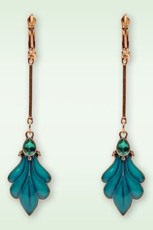 Peacock Feather Ohrhänger in Petrol