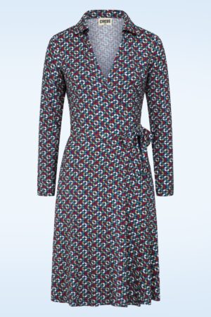 Roulade Wickelkleid in Blau und mehrfarbig