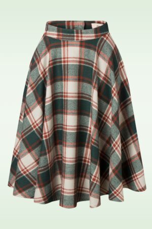 Sophie Karierter Wollrock in Weiß und Grün