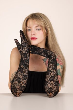 Sybil Spitzenhandschuhe in Schwarz