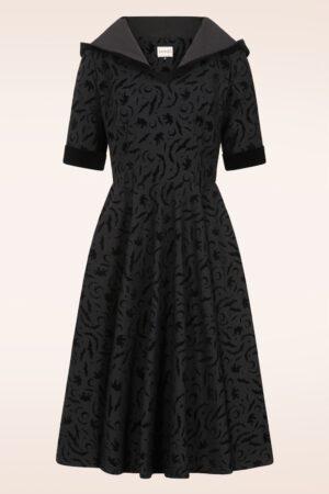 Tara Halloween Night Kapuzen-Swingkleid in Schwarz