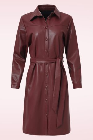 Terry Kunstleder-Kleid in Bordeaux