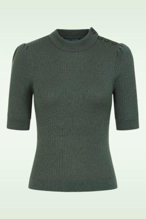 The Drawer Strickoberteil aus Merinowolle in Schiefergrün