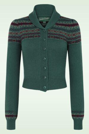 The Fair-est Isle Wollstrickjacke in Petrol