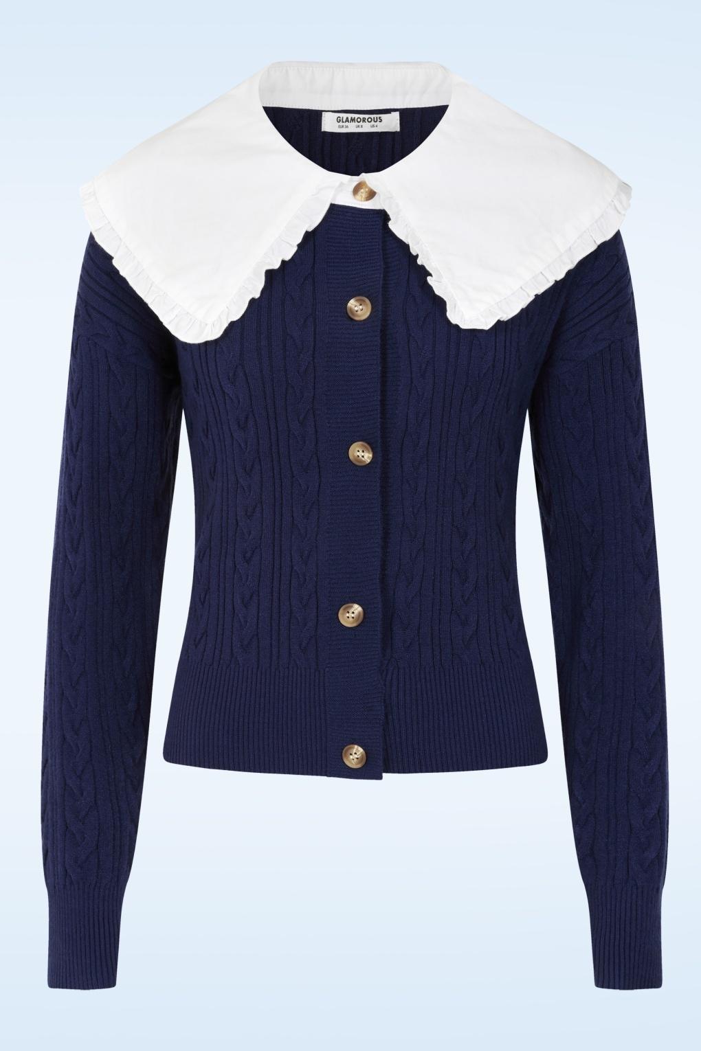 The Peppy Collar Cardigan in Marineblau