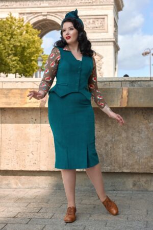 Victoire Kat Cord-Bleistiftrock in Petrol