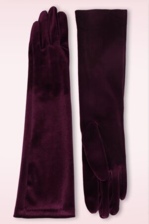 Victoria Samt-Abendhandschuhe in dunklem Bordeauxrot