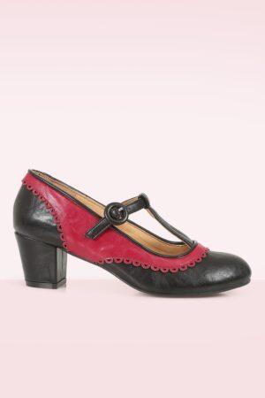 Vintage Voyager Pumps in Schwarz und Rot
