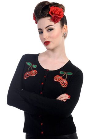 Banned Strickjacke Cherry Skulls Totenkopf Kirsche Cardigan