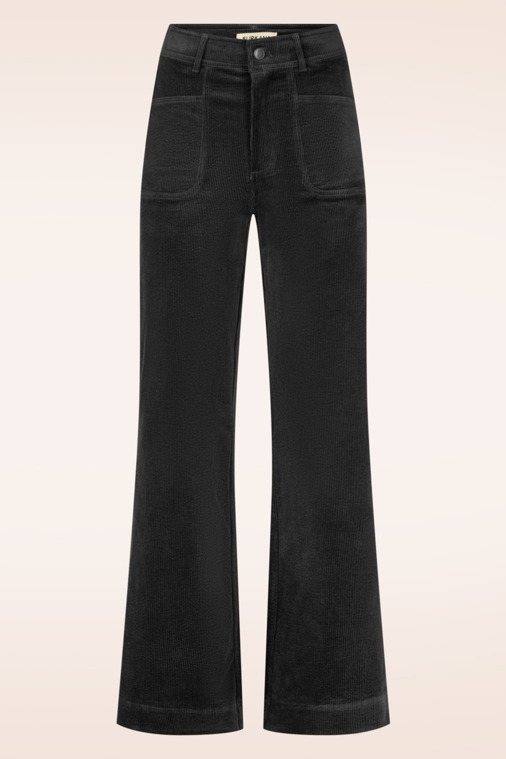 Cara Wide Leg Cord Hose in Schwarz