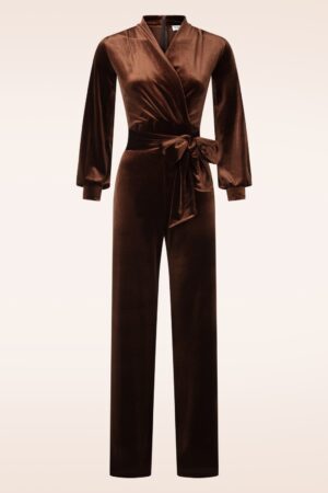 Emmylou Samt-Jumpsuit in Kakaobraun