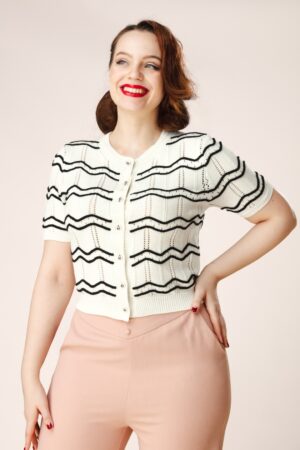 Exklusiv bei Topvintage ~ Carry Cardigan in Weiß und Schwarz