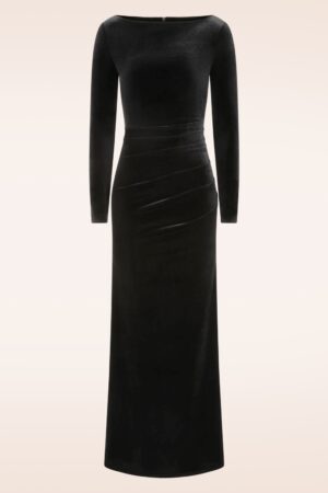 Exklusiv bei Topvintage ~ Sage Velvet Maxikleid in Schwarz