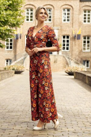 Exklusiv bei Topvintage ~ Savannah Floral Jumpsuit in Dunkelorange