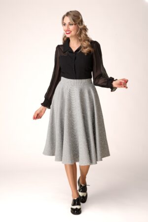 Felice Funkelnder Hahnentritt-Swingrock in Schwarz-Weiß