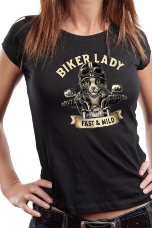 GASOLINE BANDIT® T-Shirt Damen Lady Biker-Shirt: Fast & Wild