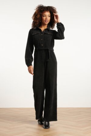 Ginny Cord Jumpsuit in Schwarz