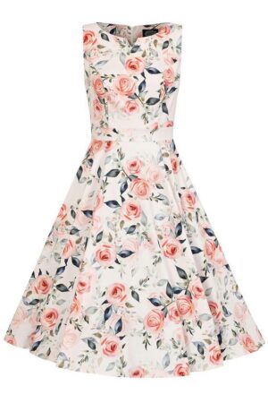 Hearts & Roses London A-Linien-Kleid Aurora Floral Rose Retro Vintage Fit-N-Flare 50er