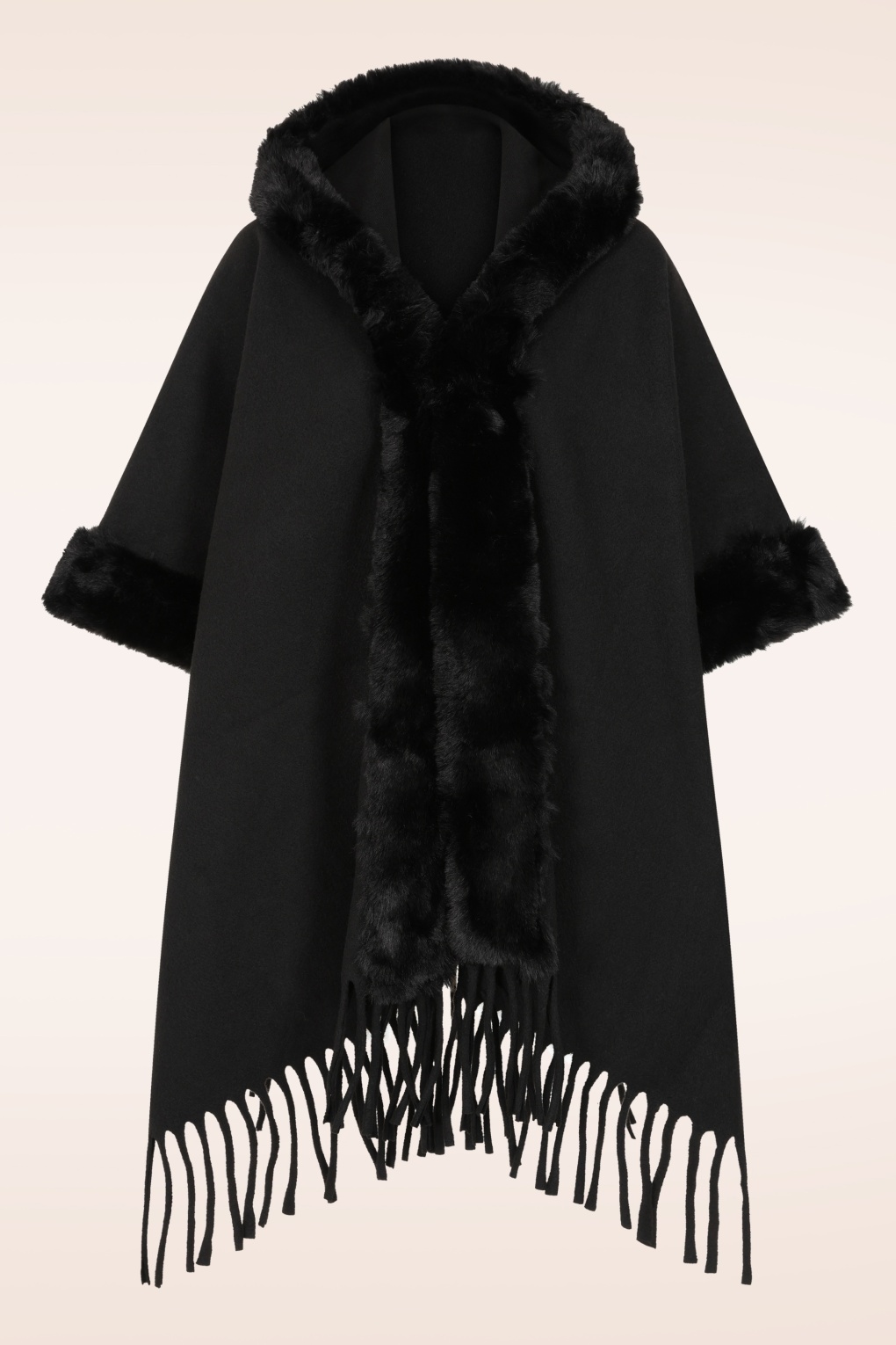 Hood & Glow Poncho in Schwarz