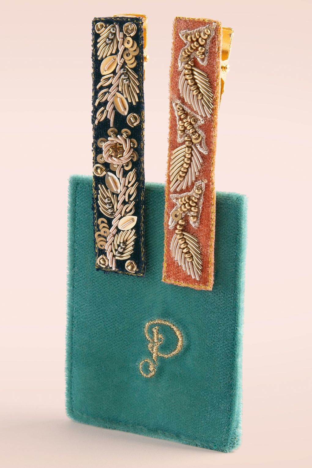 Jewelled Haarspangen in Marineblau und Orange