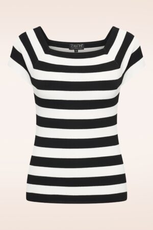 Kaylie Zweifarbiges Oberteil in Schwarz-Weiß