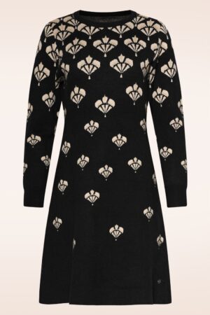 Kim Strickkleid in Schwarz und Sand