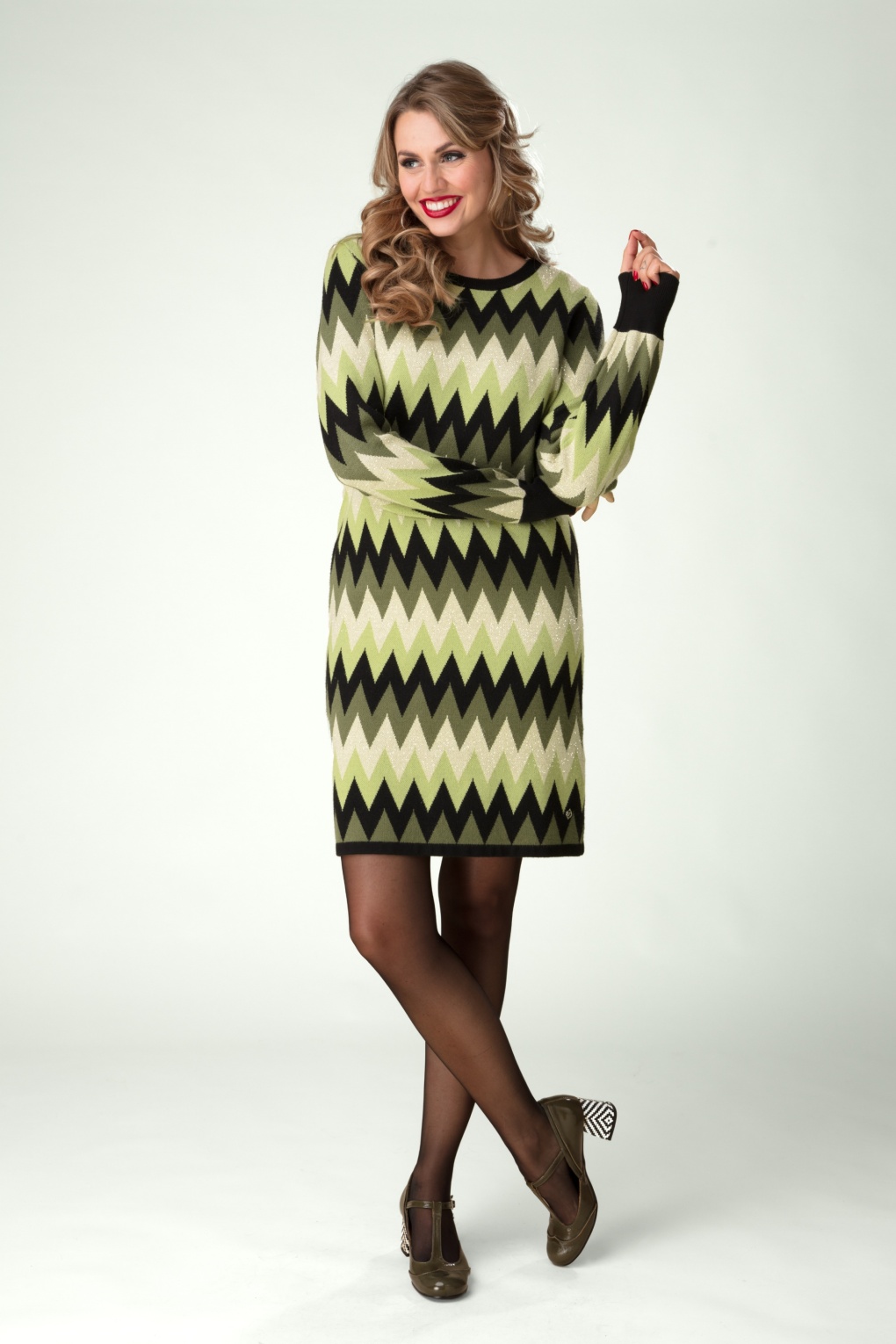 Kyra Strickkleid in Armygrün