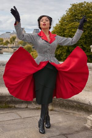 Lilou Rose kariertes Wende-Mantelkleid in Multicolor