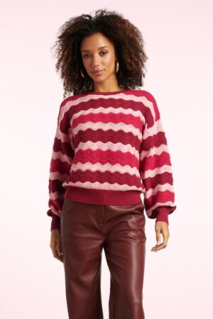 Luna Wave Strickpullover in Rosa und Rot