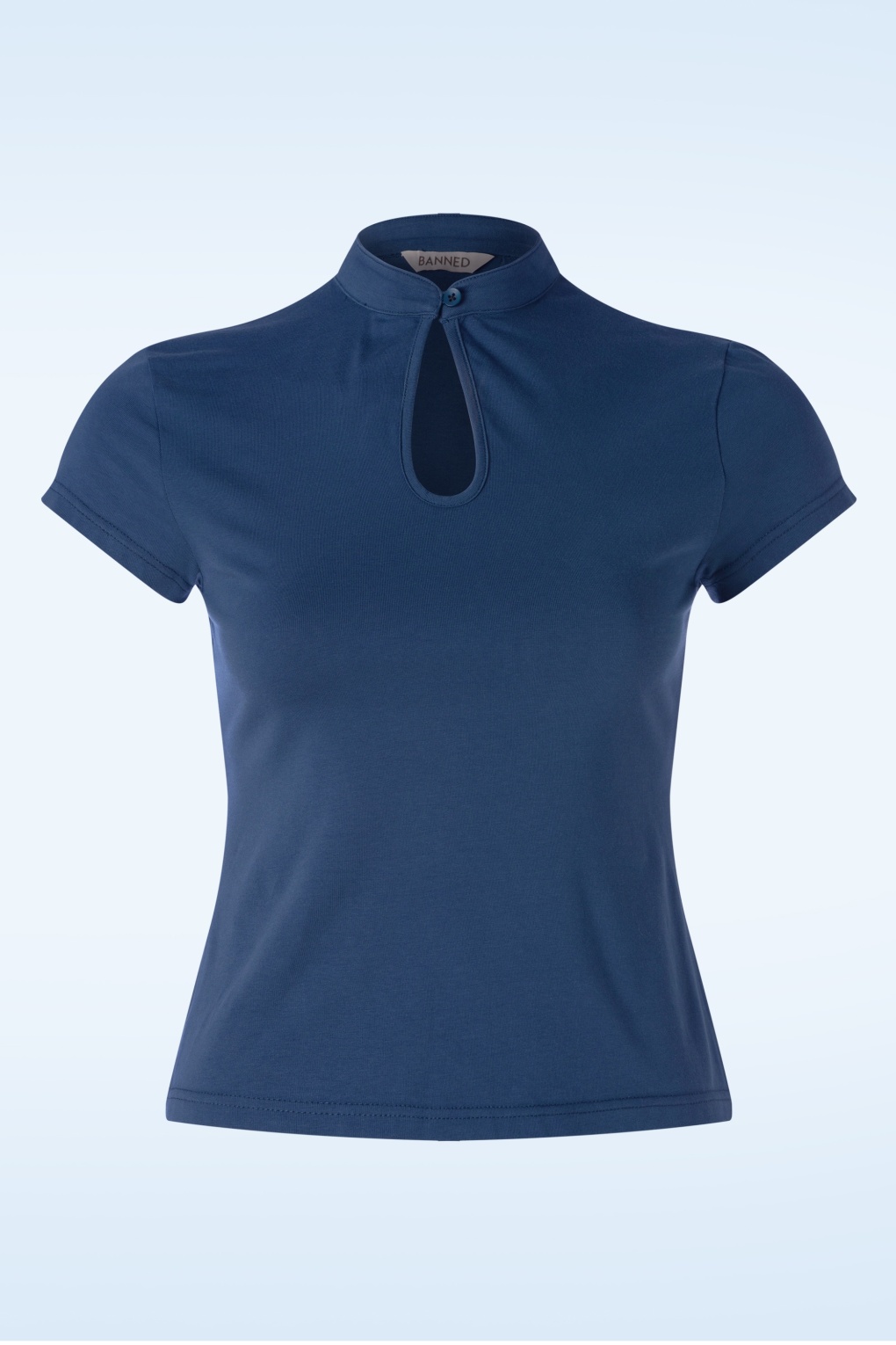 Mandarin Stehkragen Shirt in Marineblau