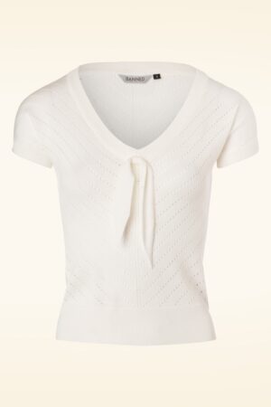 Patricia Pointelle Top in Off White