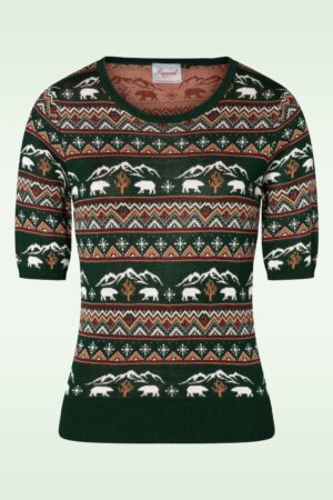 Pullover mit Weihnachtsbären in Grün