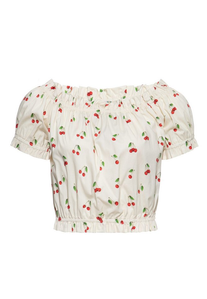 QueenKerosin Kurzarmbluse Cherry mit Allover-Print
