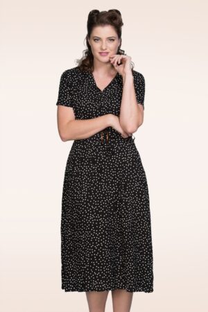 Spot Polkadot Swing Kleid in Schwarz