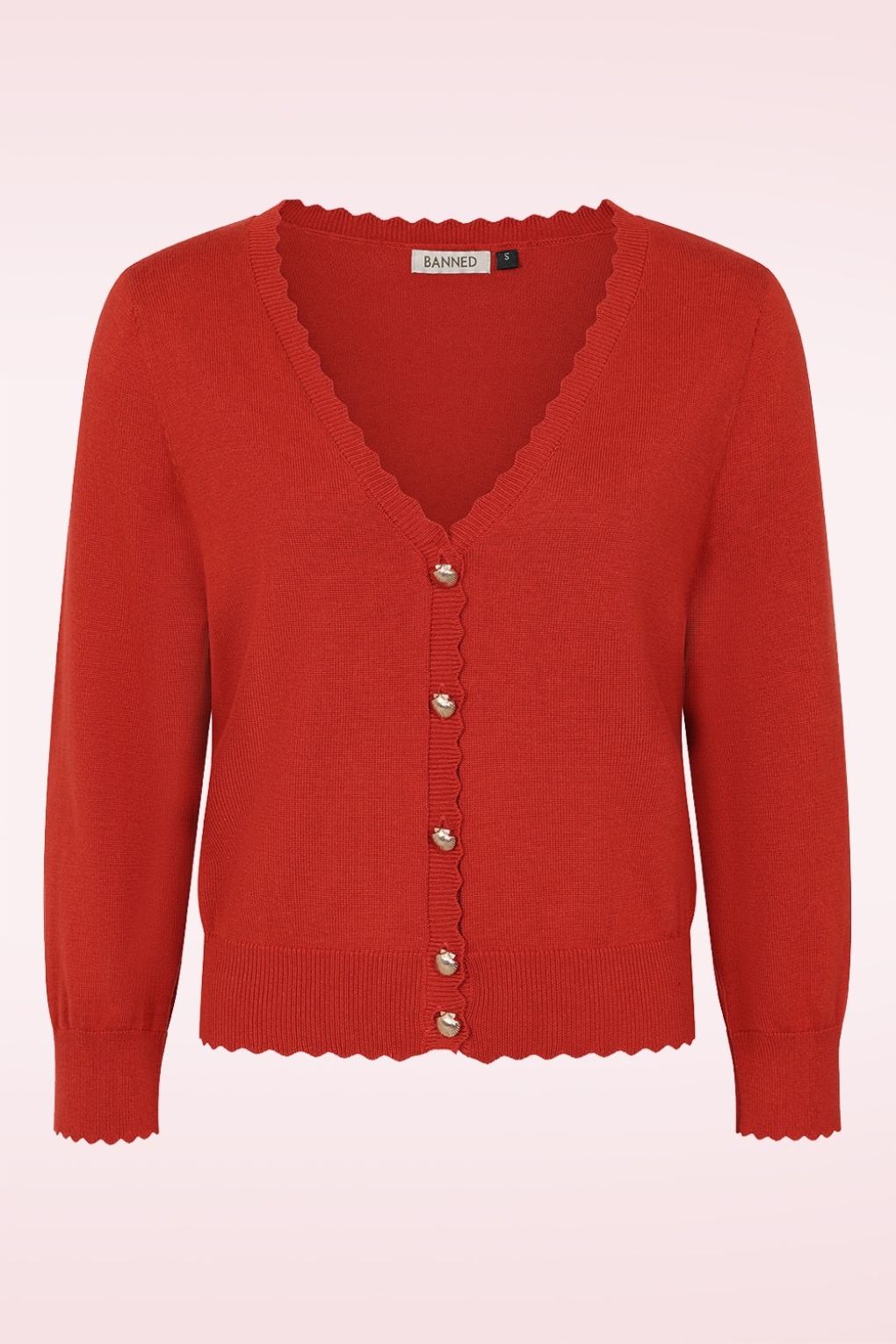 Thelma Scallop Strickjacke in Rostrot