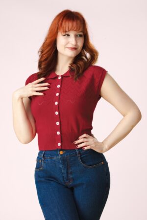 Topvintage exclusive ~ Mia Gestricktes Top in Rot