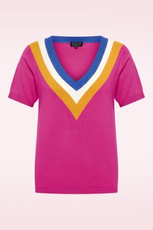 Veronica V-Ausschnitt-Oberteil in Fuchsia