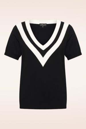 Veronica V-Ausschnitt-Oberteil in Schwarz