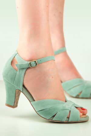 Ava Twist and Twirl Peeptoe-Pumps in hellem Salbeigrün.