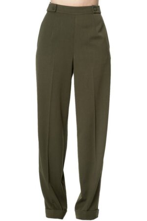 Banned Marlene-Hose Party On Olivgrün Vintage Trousers 40er Jahre Stil