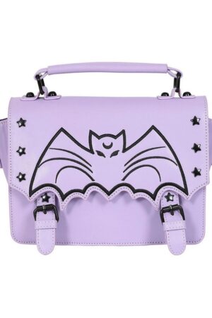 Banned Schultertasche Nocturne Lilac, Fledermaus Pastell Goth