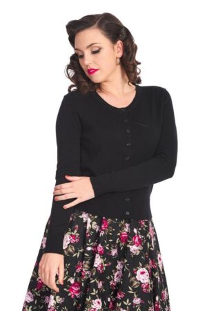 Banned Strickjacke Winter Storm Schwarz Retro Vintage Cardigan