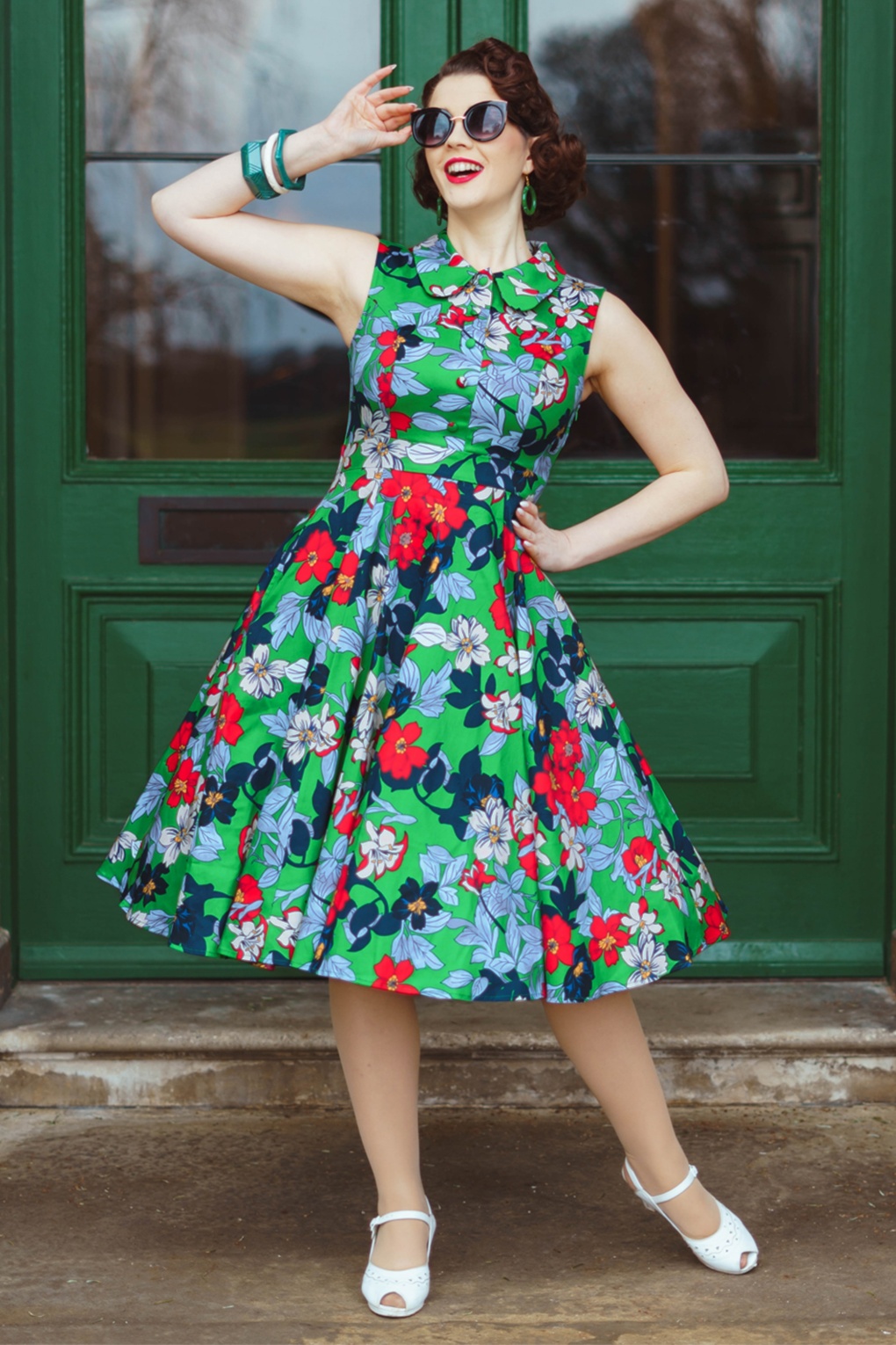 Botanical Beauty Swingkleid in Grün/mehrfarbig