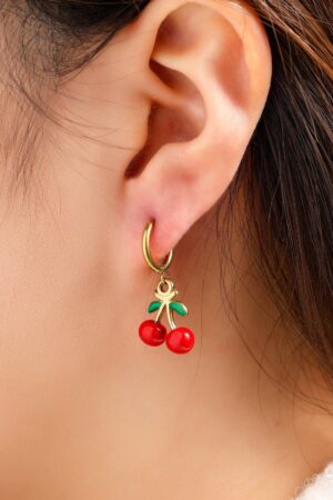 Cherry Hoop Ohrringe in Gold