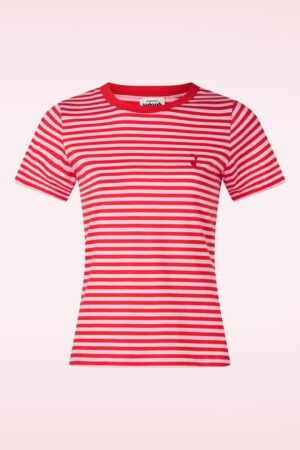 Endless Horizon Gestreiftes T-Shirt in Rot und Rosa