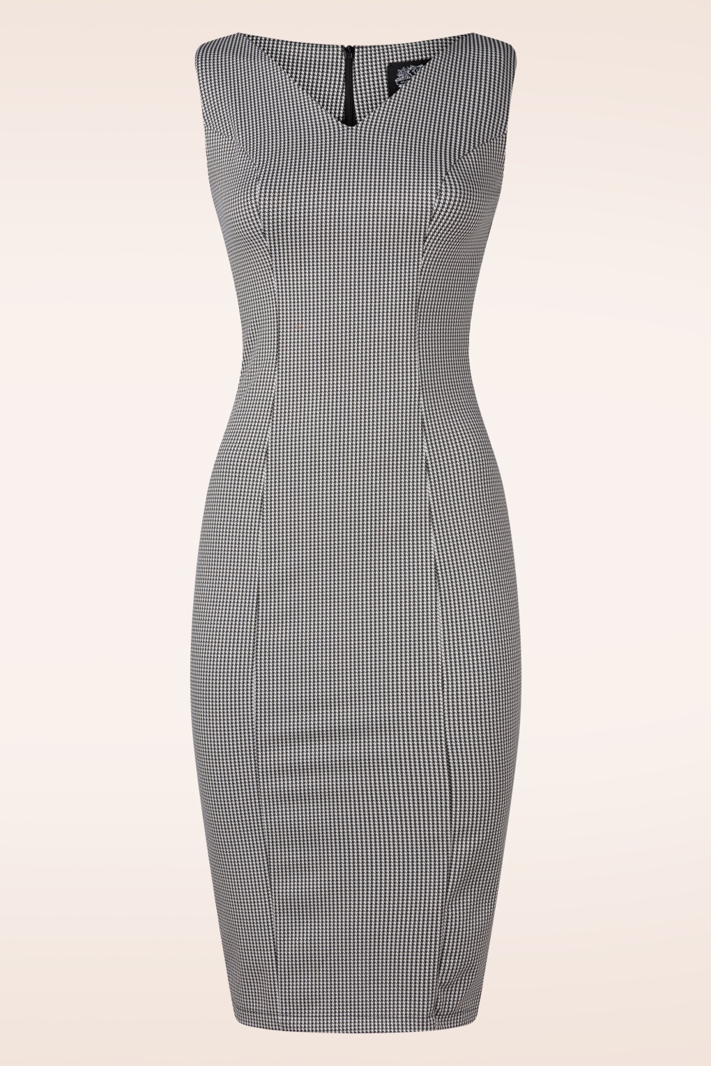 Exklusiv bei Topvintage ~ Audrey Hahnentritt-Bleistiftkleid in Schwarz-Weiß