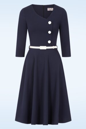 Exklusiv bei Topvintage ~ Betty Swingkleid in Marineblau